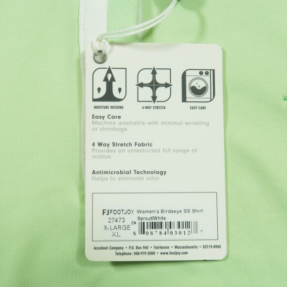 FootJoy High Hampton Resort Golf Polo Shirt Womens XL Green Pique Stretch New - Picture 7 of 10